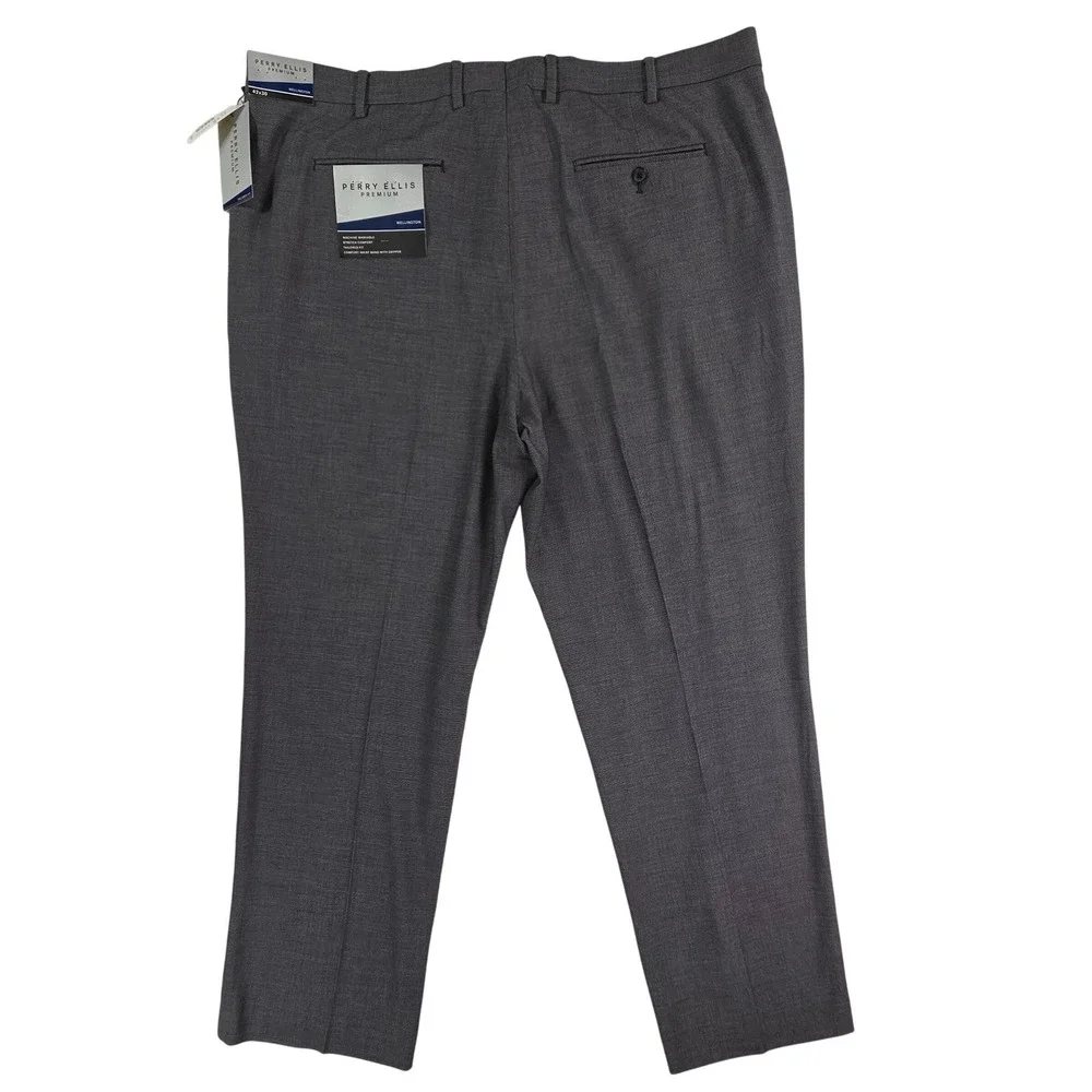 Perry Ellis Premium Wellington Mens Dress Pants 42x30 Charcoal Grey Tailored Fit